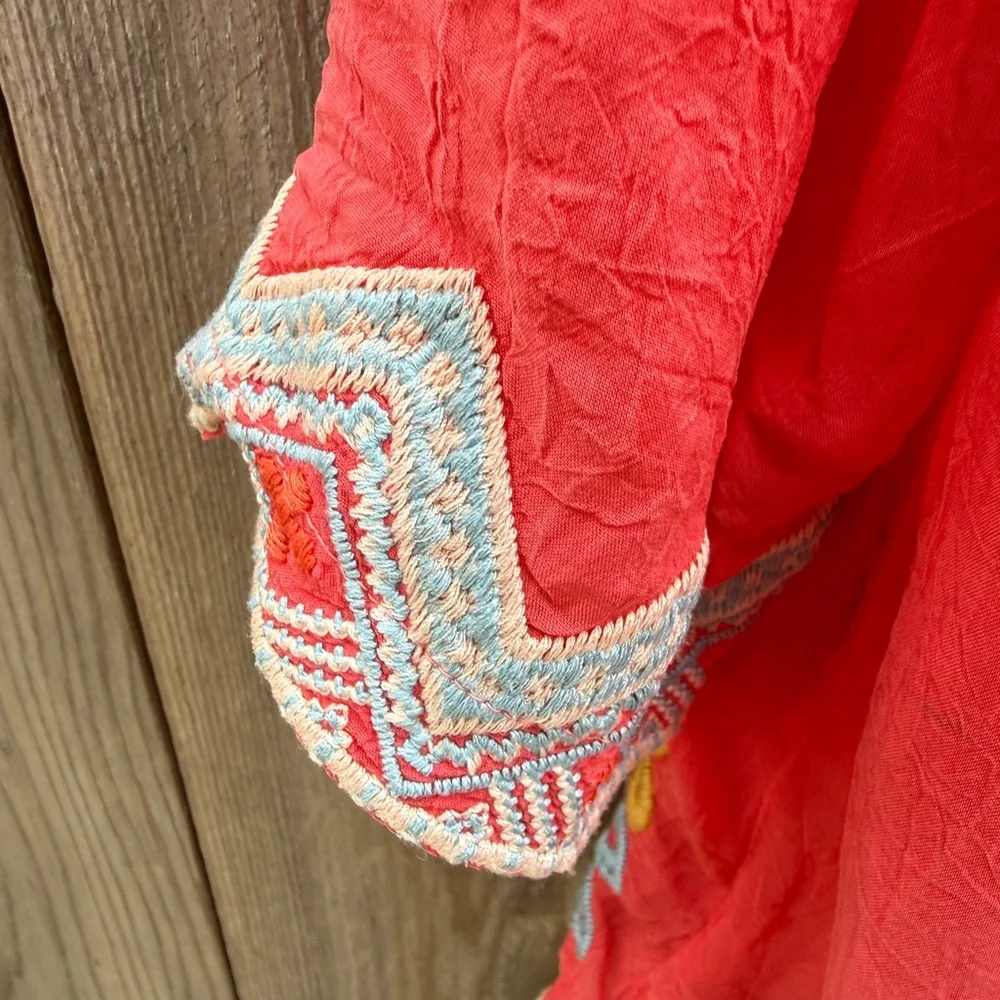 Johnny Was size small bright coral tunic beautiful - Picture 4 of 11
